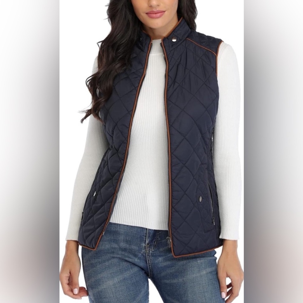 Love Tree Quilted Black Vest with Gold Accents